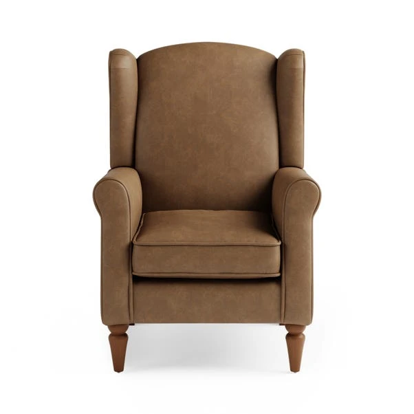 Oswald Distressed Faux Leather Wingback Armchair 5 Oswald Distressed Faux Leather Wingback Armchair - Image 3