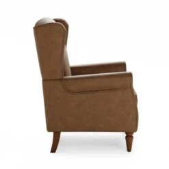 Oswald Distressed Faux Leather Wingback Armchair 12 Oswald Distressed Faux Leather Wingback Armchair -Habitat Store 30766646 alt03
