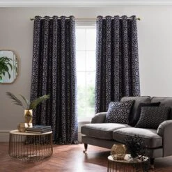 Geo Cut Velvet Eyelet Curtains -Habitat Store 30769450 alt01