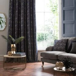 Geo Cut Velvet Eyelet Curtains -Habitat Store 30769452 alt03