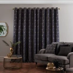 Geo Cut Velvet Eyelet Curtains -Habitat Store 30769452 alt04