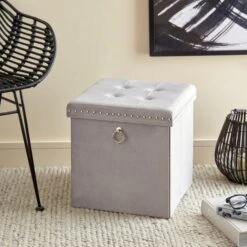 Velvet Cube Ottoman -Habitat Store 30769866