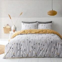 Scandi Floral Grey Duvet Cover And Pillowcase Set -Habitat Store 30772203