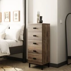 Fulton Tall 5 Drawer Chest, Pine Effect