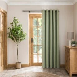 Luna Brushed Blackout Eyelet Door Curtain -Habitat Store 30778535