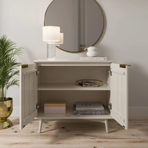 Neena Small Sideboard, Warm Grey Wash Acacia Wood 5 Neena Small Sideboard, Warm Grey Wash Acacia Wood - Image 3