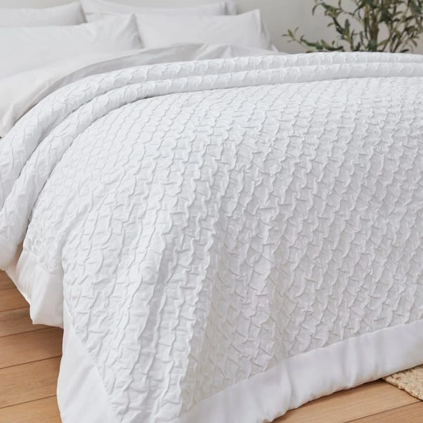 Edison Embossed Textured White Bedspread 4 Edison Embossed Textured White Bedspread - Image 2