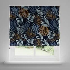 Leaf Jacquard Navy Roman Blind -Habitat Store 30789918 alt02