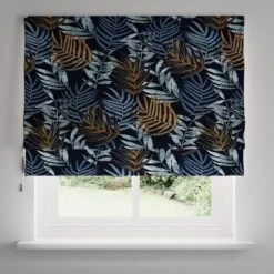 Leaf Jacquard Navy Roman Blind -Habitat Store 30789918 alt03