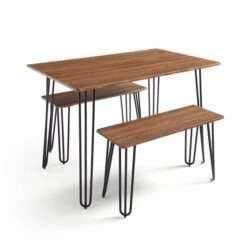 Bella 4 Seater Rectangular Hairpin Leg Dining Table With 2 Benches -Habitat Store 30793847 alt03