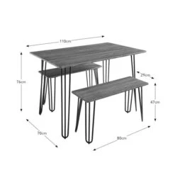 Bella 4 Seater Rectangular Hairpin Leg Dining Table With 2 Benches -Habitat Store 30793847 alt09