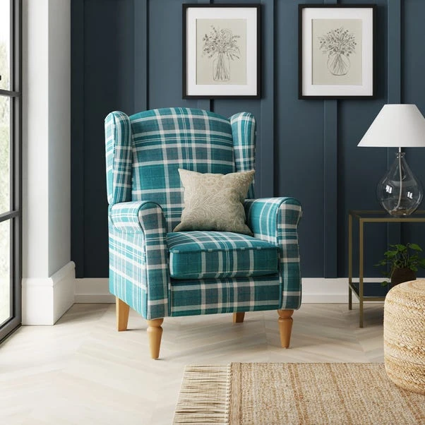 Oswald Check Wingback Armchair 3 Oswald Check Wingback Armchair