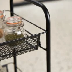 Black Mesh 3 Tier Storage Trolley 7 Black Mesh 3 Tier Storage Trolley -Habitat Store 30795874 alt02