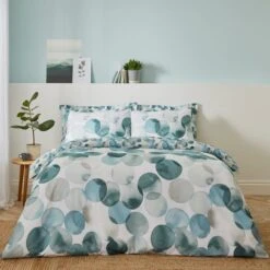 Watercolour Circles Teal Duvet Cover And Pillowcase Set -Habitat Store 30798230
