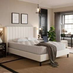 Alara Pleated Teddy Fabric Bed Frame -Habitat Store 30800159