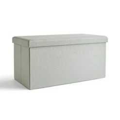 Faux Linen Rectangular Ottoman -Habitat Store 30801345 alt01