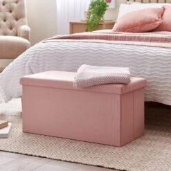 Faux Linen Rectangular Ottoman -Habitat Store 30801346