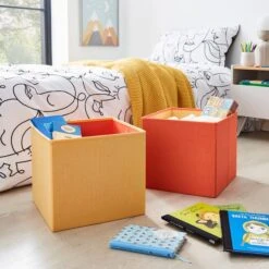 Set Of 2 Kids Foldable Cube Storage -Habitat Store 30801372