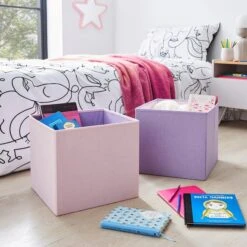 Set Of 2 Kids Foldable Cube Storage -Habitat Store 30801373