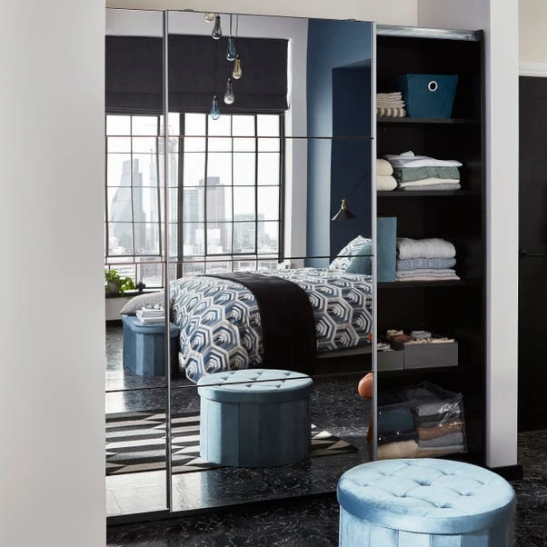 Velvet Large Round Ottoman, Pacific Blue 10 Velvet Large Round Ottoman, Pacific Blue - Image 8