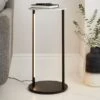 Aiko Side Table With 1 LED Light, Black And Marble Effect -Habitat Store 30802418