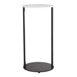 Aiko Side Table With 1 LED Light, Black And Marble Effect -Habitat Store 30802418 alt04