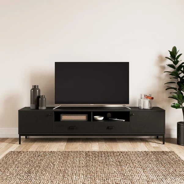 Fulton Extra Wide TV Unit, Black For TVs Up To 80" 3 Fulton Extra Wide TV Unit, Black For TVs Up To 80"