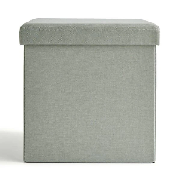 Faux Linen Cube Ottoman 5 Faux Linen Cube Ottoman - Image 3