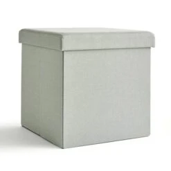 Faux Linen Cube Ottoman 25 Faux Linen Cube Ottoman -Habitat Store 30803567 alt03