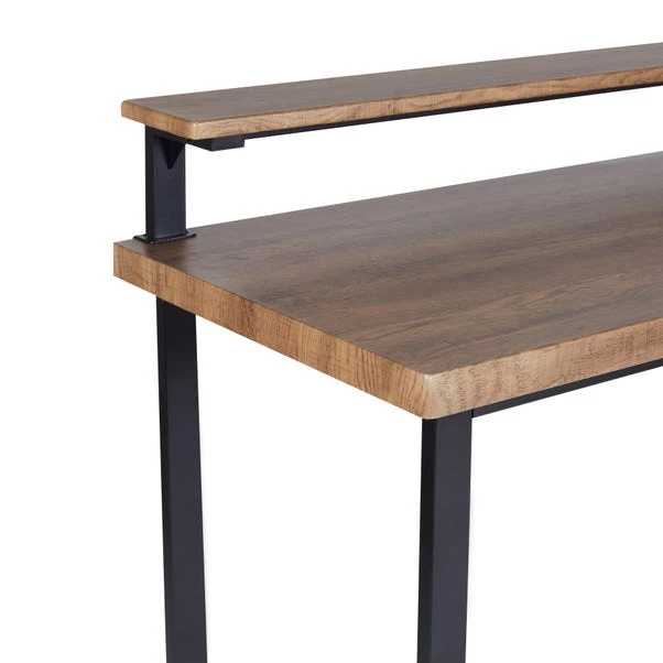 Freddie Rustic Wood Effect Step Up Shelf Desk 6 Freddie Rustic Wood Effect Step Up Shelf Desk - Image 4