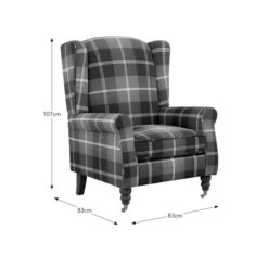 Oswald Grande Check Wingback Armchair -Habitat Store 30827474 alt09