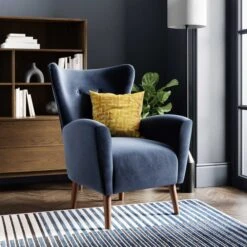 Sven Modern Velvet Wing Chair -Habitat Store 30827479