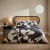 Leila Floral Black Duvet Cover And Pillowcase Set -Habitat Store 30828721