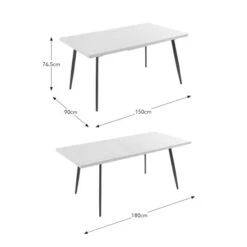 Zuri 4-6 Seater Rectangular Extendable Dining Table, Concrete Effect -Habitat Store 30829512 alt09