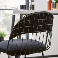 Marcela Velvet Bar Stool, Black -Habitat Store 30829685 alt02