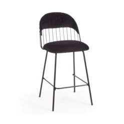 Marcela Velvet Bar Stool, Black -Habitat Store 30829685 alt04