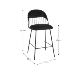 Marcela Velvet Bar Stool, Black -Habitat Store 30829685 alt09