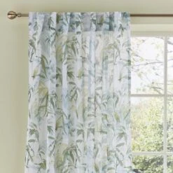 Tropical Leaf Hidden Tab Top Single Voile Panel -Habitat Store 30831718