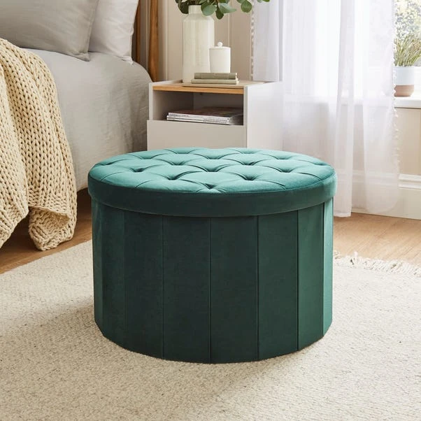 Velvet Large Round Ottoman 3 Velvet Large Round Ottoman