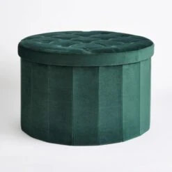 Velvet Large Round Ottoman 8 Velvet Large Round Ottoman -Habitat Store 30835308 alt02