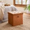 Faux Leather Cube Ottoman, Tan -Habitat Store 30835314