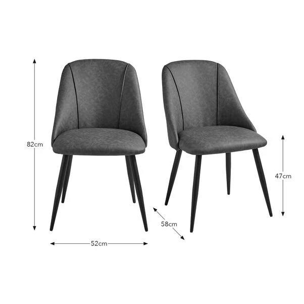 Set Of 2 Luna Dining Chairs, Faux Leather 10 Set Of 2 Luna Dining Chairs, Faux Leather - Image 8