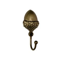Acorn Hook Pair Antique Brass