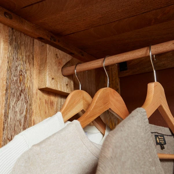 Mila Rattan Double Wardrobe, Dark Mango Wood 9 Mila Rattan Double Wardrobe, Dark Mango Wood - Image 7