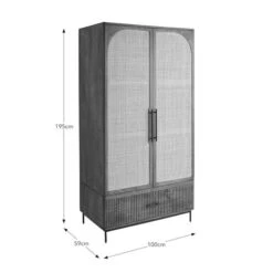 Mila Rattan Double Wardrobe, Dark Mango Wood 21 Mila Rattan Double Wardrobe, Dark Mango Wood -Habitat Store 30847498 alt09