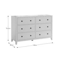 Malone Wide 6 Drawer Chest Of Drawers, Warm Grey -Habitat Store 30847652 alt09