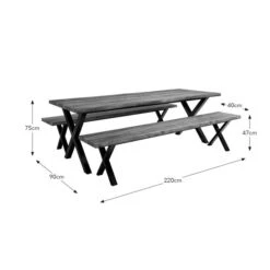 Ezra Large 8 Seater Dining Bench Set, 220cm -Habitat Store 30851141 alt09