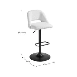 Jonas Adjustable Height Bar Stool, Ivory Boucle -Habitat Store 30851446 alt09