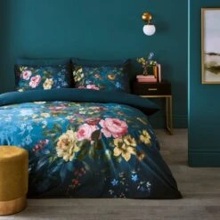 Arabella Blue Floral Luxury Velvet Duvet Cover & Pillowcase Set 37 Arabella Blue Floral Luxury Velvet Duvet Cover & Pillowcase Set -Habitat Store 30854981