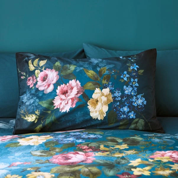 Arabella Blue Floral Luxury Velvet Duvet Cover & Pillowcase Set 14 Arabella Blue Floral Luxury Velvet Duvet Cover & Pillowcase Set - Image 12